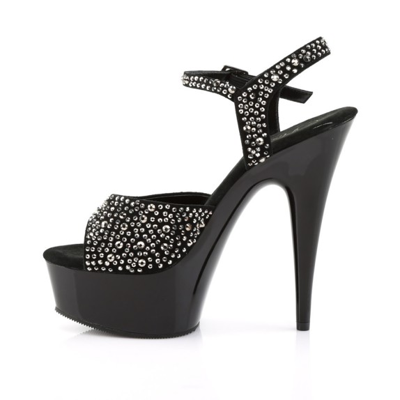 SANDALO SEXY PER DONNA TACCO 15 cm CON STRASS E CINTURINO DELIGHT PLEASER