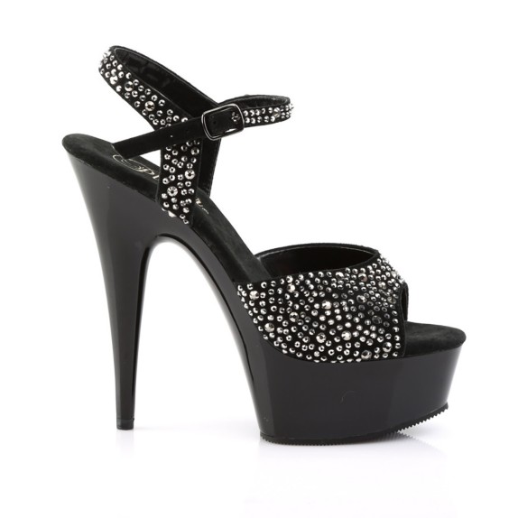 SANDALO SEXY PER DONNA TACCO 15 cm CON STRASS E CINTURINO DELIGHT PLEASER