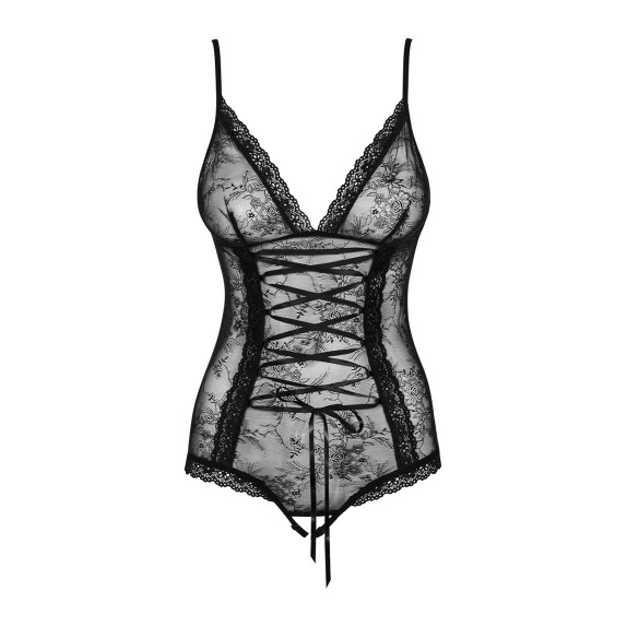 BODY IN PIZZO NERO SEXY PER DONNA APERTO SUL CAVALLO SLEVIKA