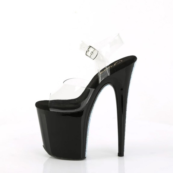 SANDALI SEXY PER DONNA TACCO 20 CM CON CINTURINO E SOTTOPIEDE IN VELLUTO PLEASER