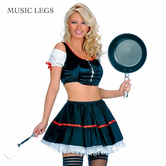 COSTUME TRAVESTIMENTO DA CASALINGA SEXY SET 2 PEZZI VINTAGE HOUSEWIFE