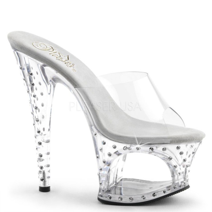 SANDALI TACCO 17,5 CM TRASPARENTI CON STRASS E ZOOM