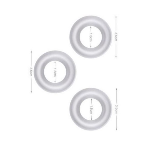 SET 3 ANELLI RING PER PENE MORDIBI TRASPARENTI DA 1,8 CM DI DIAMETRO STAMINA RING