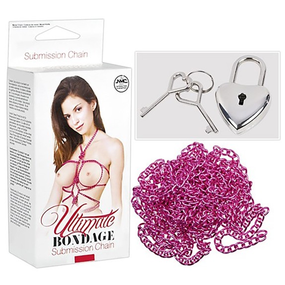 CORDA IN METALLO FUCSIA CATENA CON LUCCHETTO A CUORE ULTIMATE BONDAGE