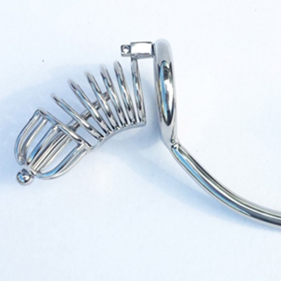 GABBIA PER PENE IN ACCIAIO CON PENIS PLUG E ANAL