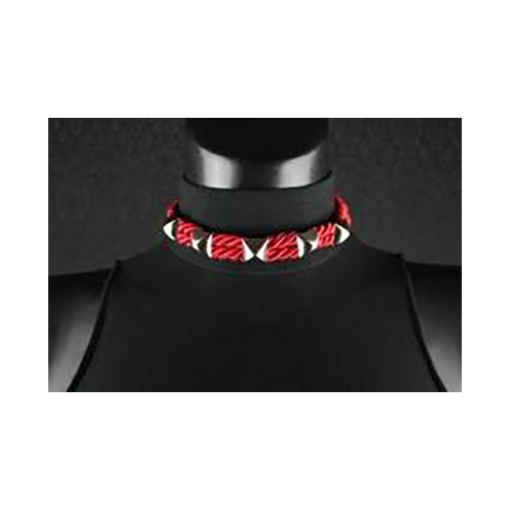 COLLARE UOMO CORDA ROSSO CON BORCHIE REIP ROPE