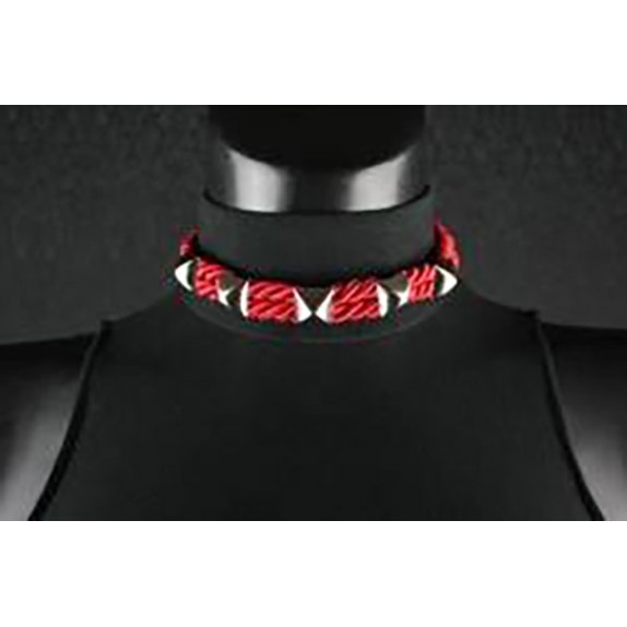 COLLARE UOMO CORDA ROSSO CON BORCHIE REIP ROPE