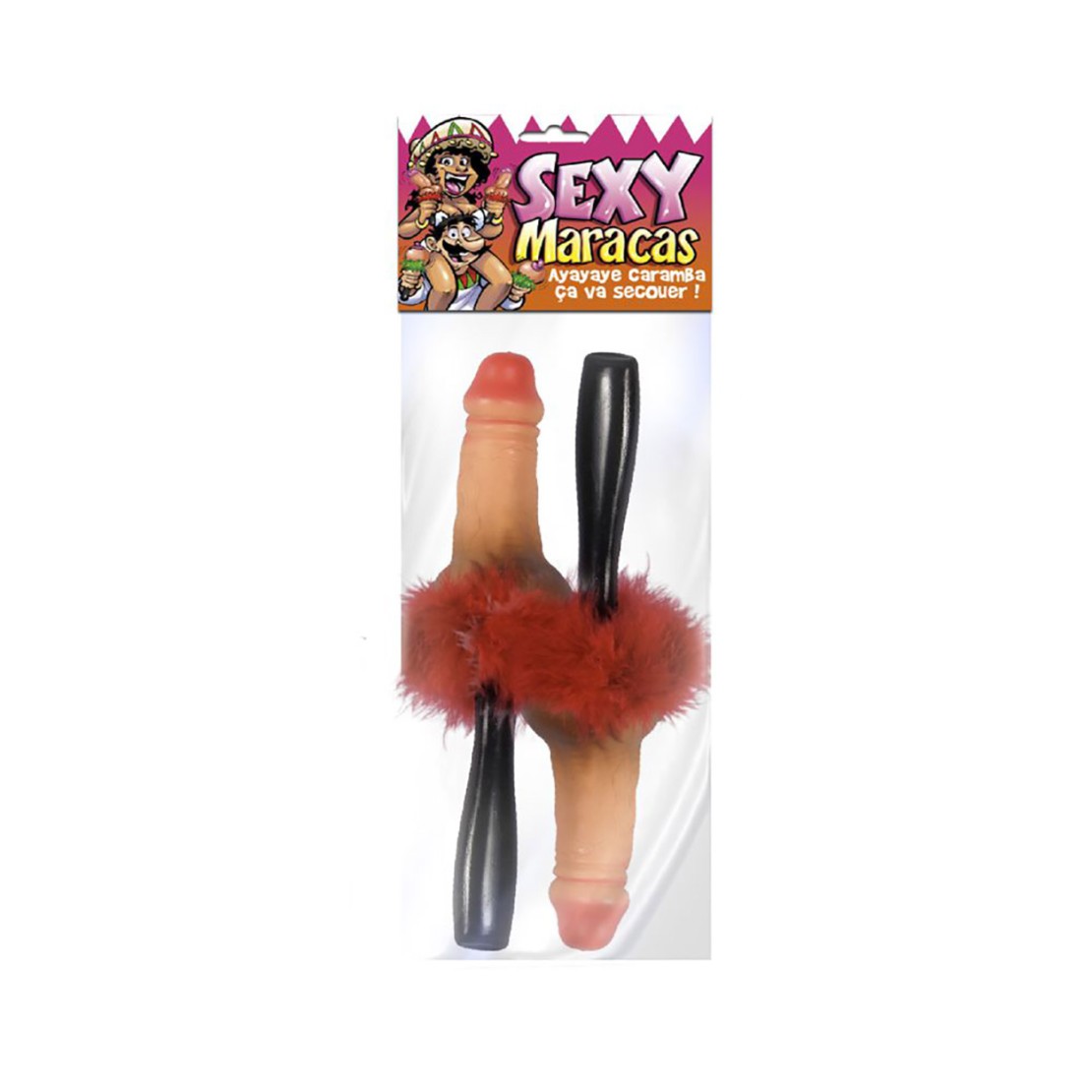copy of MARACAS A FORMA DI PENE CON PIUME ROSSE...