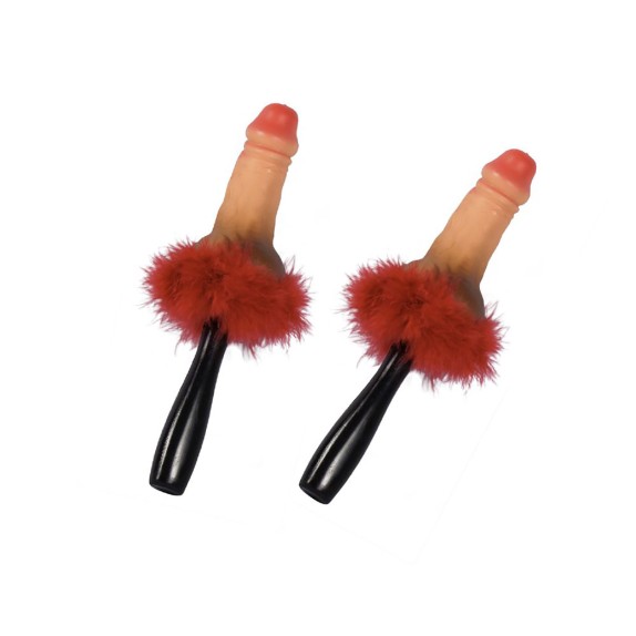 copy of MARACAS A FORMA DI PENE CON PIUME ROSSE GADGET SCHERZOSO PER FESTE