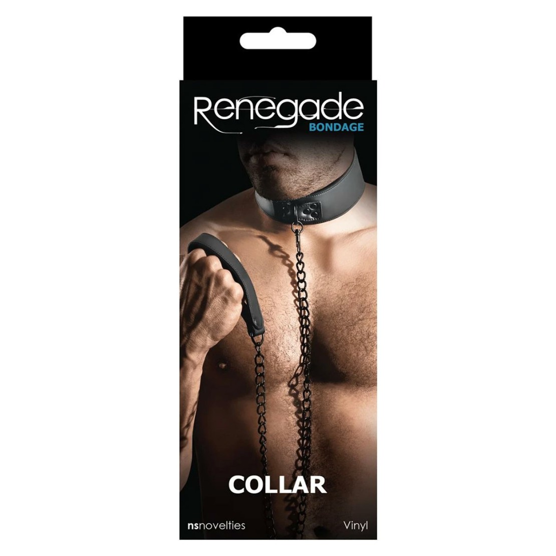 COLLARE CON GUANZAGLIO RENEGADE NERO IN SIMILPELLE
