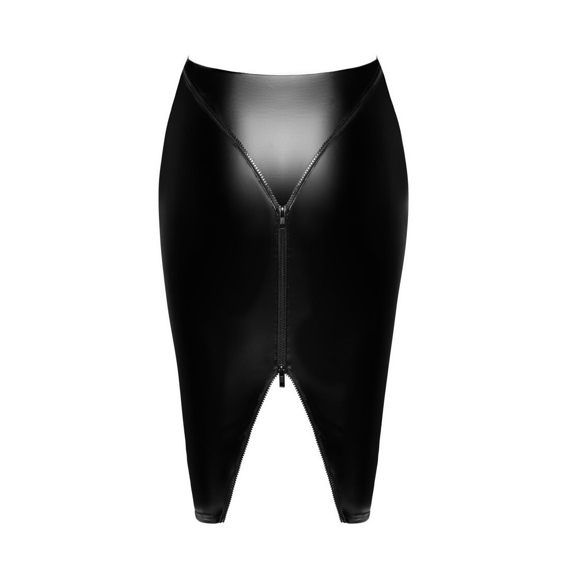 GONNA LUNGA IN SPANDEX NERO LUCIDO CON SPACCO...