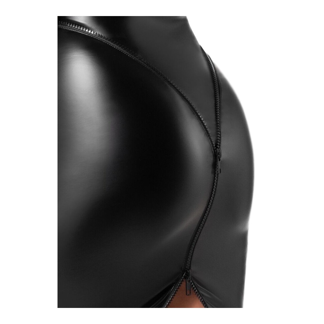 GONNA LUNGA IN SPANDEX NERO LUCIDO CON SPACCO...