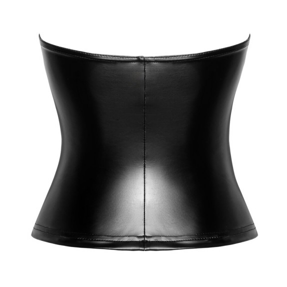 CORSETTO SEXY DONNA IN SPANDEX NERO CON SCOLLO A CUORE E ZIP