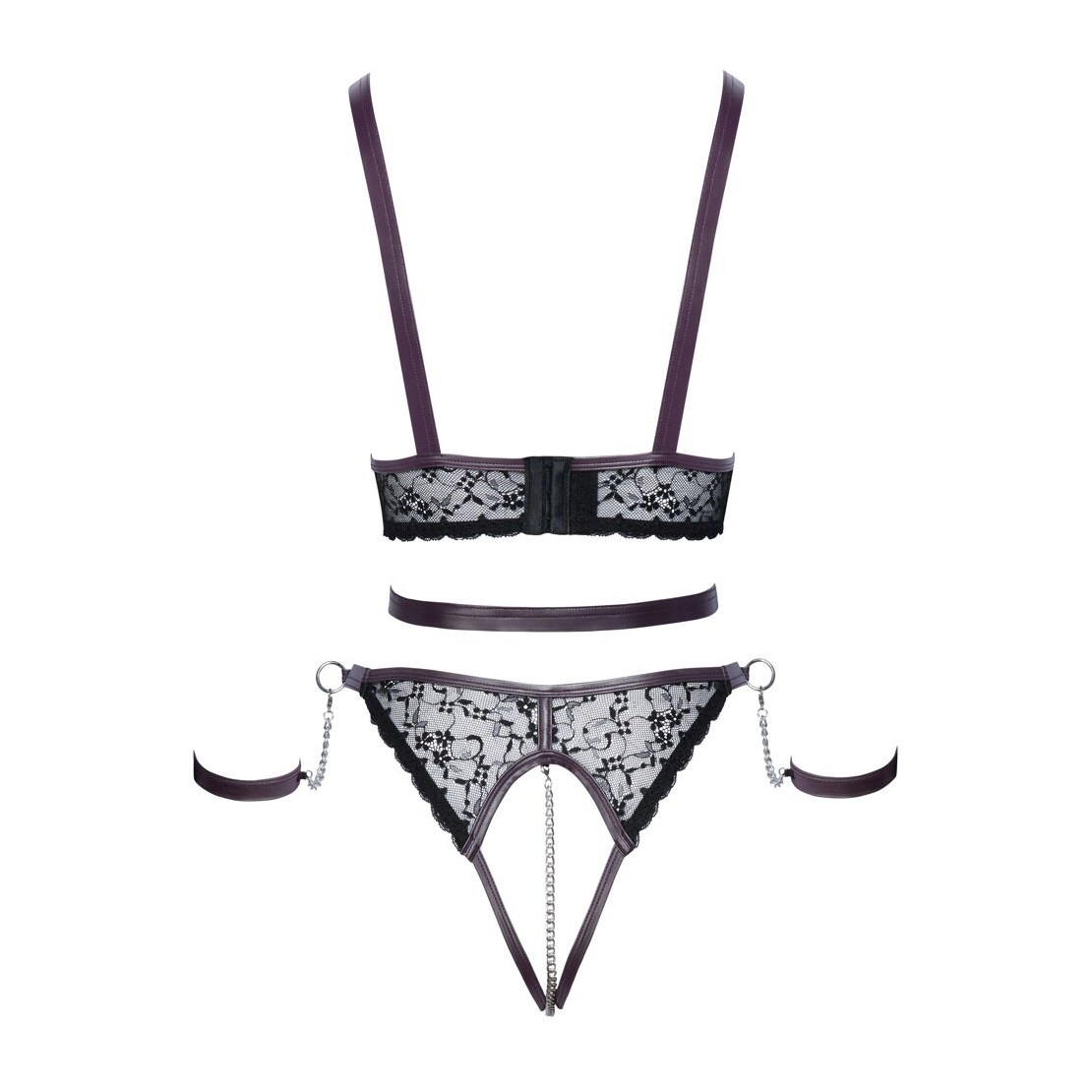 COMPLETO HARNESS SEXY DONNA NERO E VIOLA CON...