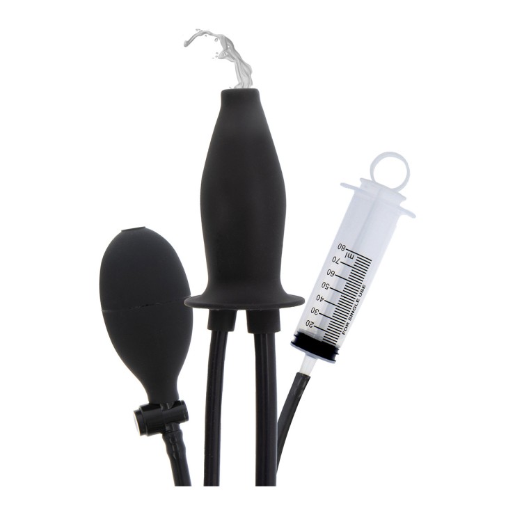 PLUG ANALE GONFIABILE CHE SPRUZZA CON SIRINGA E POMPETTA...