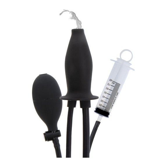 PLUG ANALE GONFIABILE CHE SPRUZZA CON SIRINGA E POMPETTA MANUALE