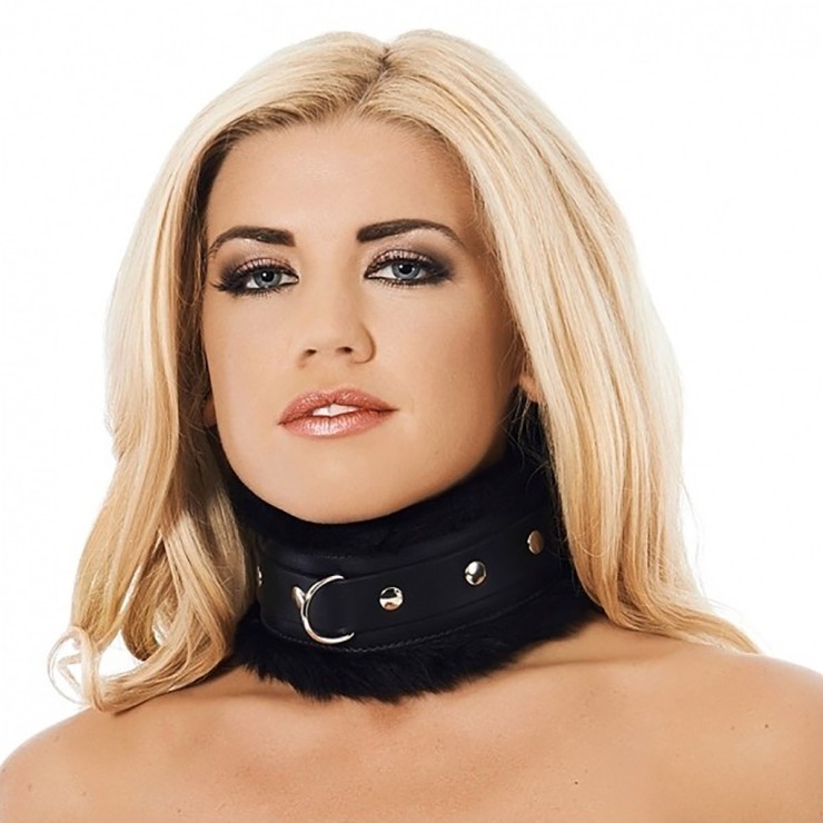 COLLARE ALTO SEXY UNISEX IN PELLE CON PELO