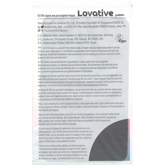 DENTAL DAM PROFILATTICO ESTERNO VARI GUSTI CONFEZIONE 4 PZ