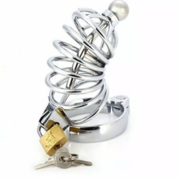 GABBIA PER PENE IN ACCIAIO SEXY TOY CON SONDA URETRALE