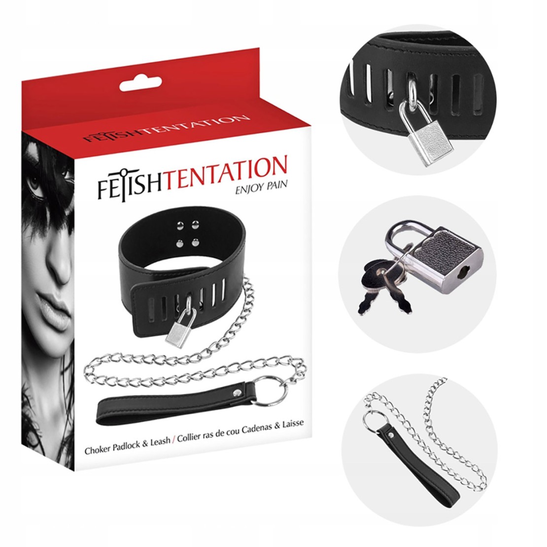 COLLARE REGOLABILE NERO SEX TOY CON LUCCHETTO E...