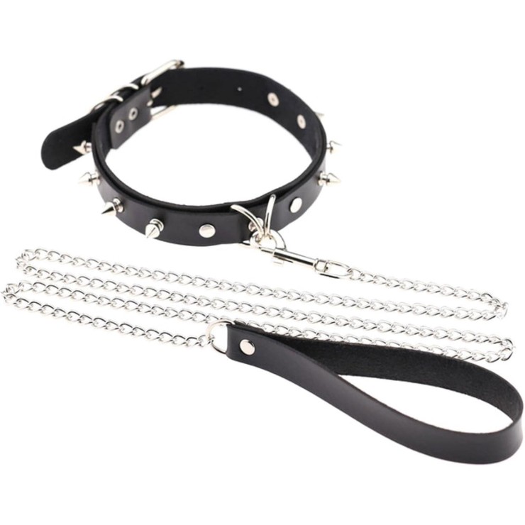 COLLARE REGOLABILE NERO SEX TOY CON BORCHIE 2
