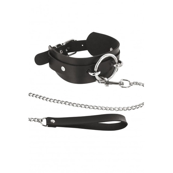 COLLARE REGOLABILE SEX TOY CON ANELLO GRANDE E GUINZAGLIO