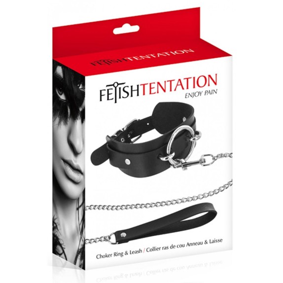 COLLARE REGOLABILE SEX TOY CON ANELLO GRANDE E GUINZAGLIO