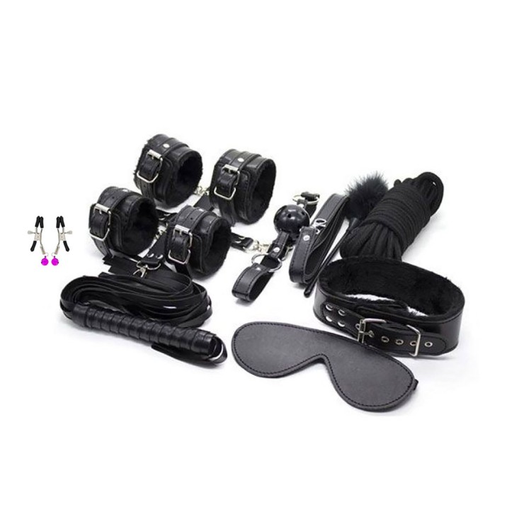 KIT BONDAGE 11 PEZZI PER GIOCHI SADOMASO SIMILPELLE