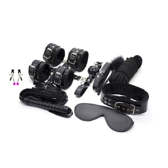 KIT BONDAGE 11 PEZZI PER GIOCHI SADOMASO SIMILPELLE