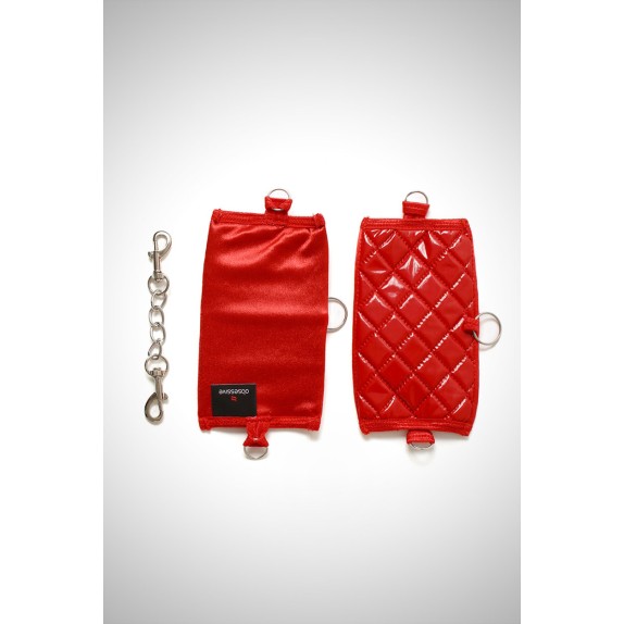 SET MANETTE PIU COLLARE ROSSO A QUADRETTI BOMBATI OBSESSIVE