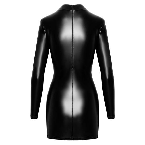 MINIABITO SEXY DA DONNA IN SPANDEX CON CERNIERE DAL SENO IN GIU' NOIR