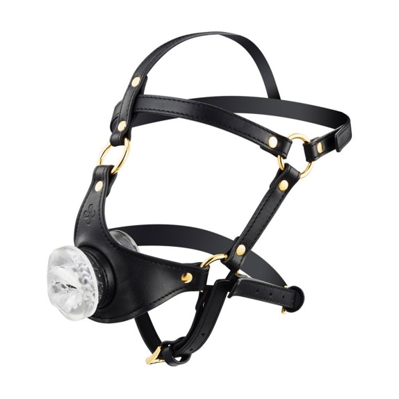 HARNESS PER LA TESTA CON MASTURBATORE PER UOMO A FORMA DI BOCCA