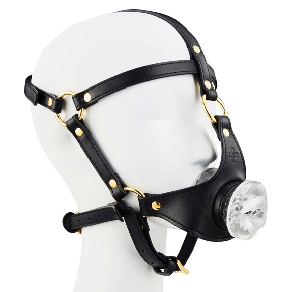 HARNESS PER LA TESTA CON MASTURBATORE PER UOMO A FORMA DI BOCCA