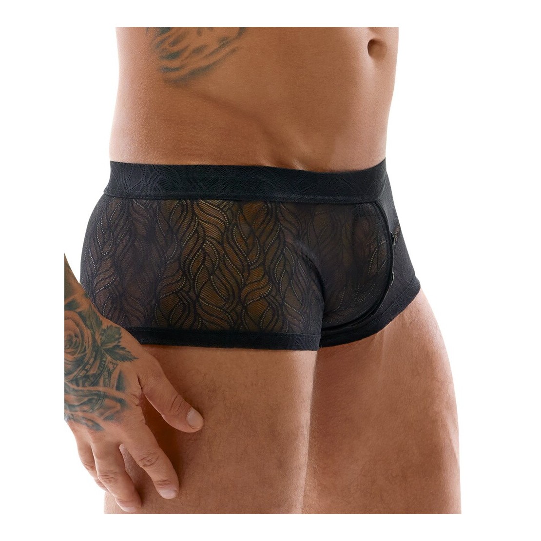 BOXER SEXY DA UOMO IN PIZZO MORBIDO TRASPARENTE...