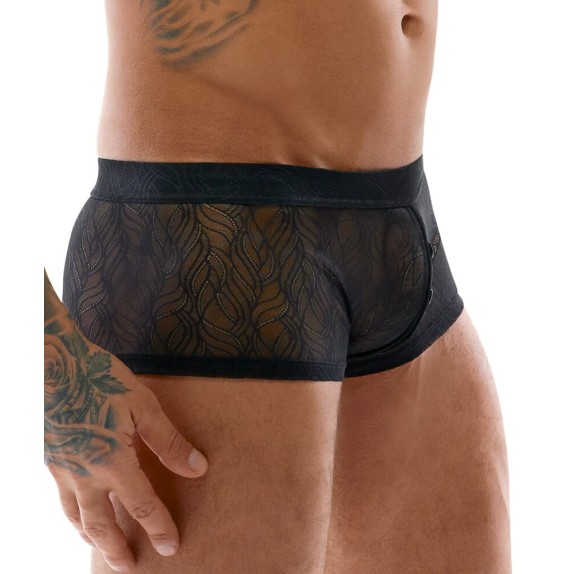 BOXER SEXY DA UOMO IN PIZZO MORBIDO TRASPARENTE CON PATTA APRIBILE