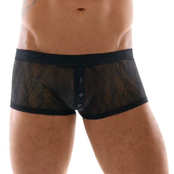 BOXER SEXY DA UOMO IN PIZZO MORBIDO TRASPARENTE CON PATTA APRIBILE