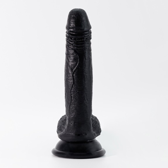 FALLO REALISTICO NERO CON TESTICOLI E VENTOSA CRUSHIOUS INVIKTUS 19 CM