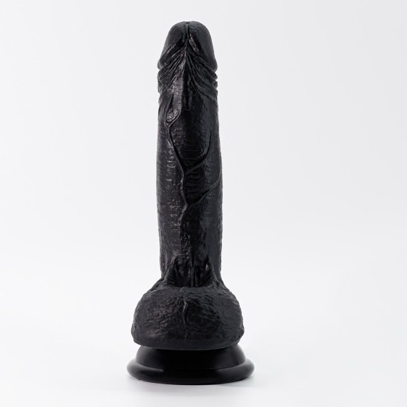 FALLO REALISTICO NERO CON TESTICOLI E VENTOSA CRUSHIOUS INVIKTUS 19 CM