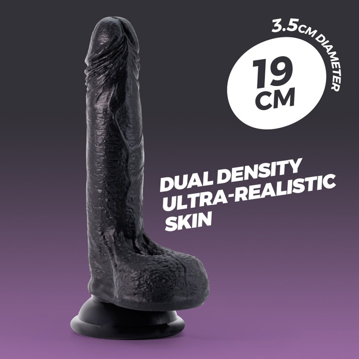 FALLO REALISTICO NERO CON TESTICOLI E VENTOSA CRUSHIOUS...