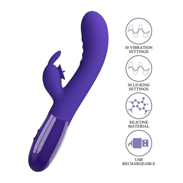 VIBRATORE RABBIT PER DONNA CON LINGUETTA RICARICABILE...