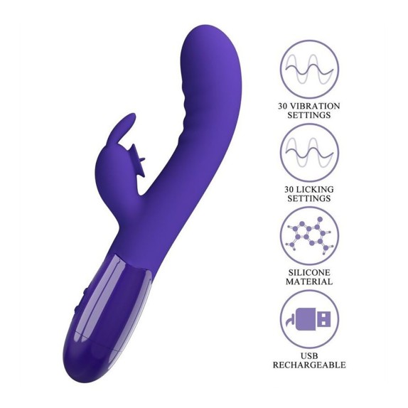 VIBRATORE RABBIT PER DONNA CON LINGUETTA RICARICABILE CERBERUS