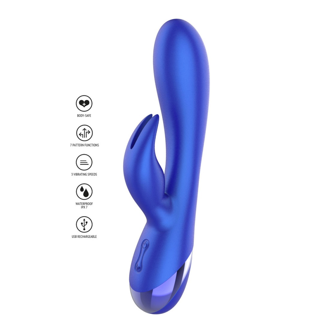 VIBRATORE RABBIT BLU METALLIZZATO PER DONNA...