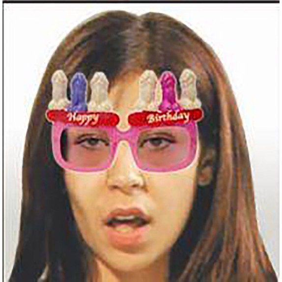 OCCHIALI SCHERZOSI CON PENI COLORATI HAPPY BIRTHDAY