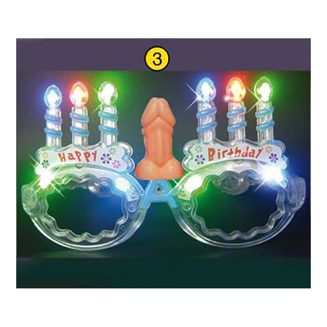 OCCHIALI SEXY A LED DI COMPLEANNO CON PENE