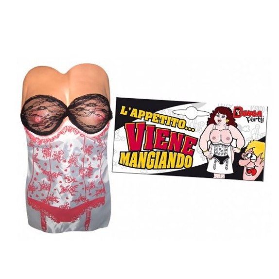 GADGET GREMBIULE DI DONNA CON SENO 3D E PIZZO