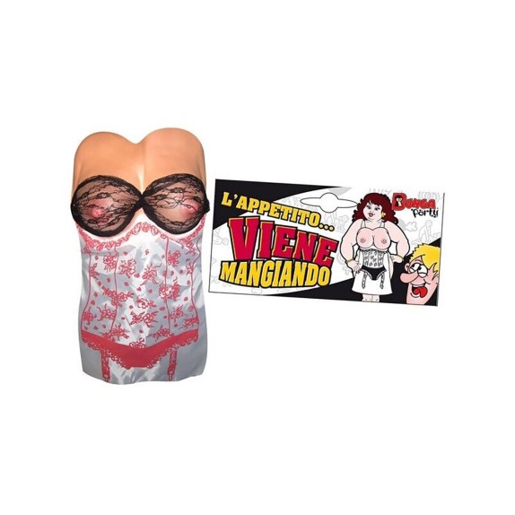 GREMBIULE DI DONNA CON SENO 3D E PIZZO GADGET SEXY