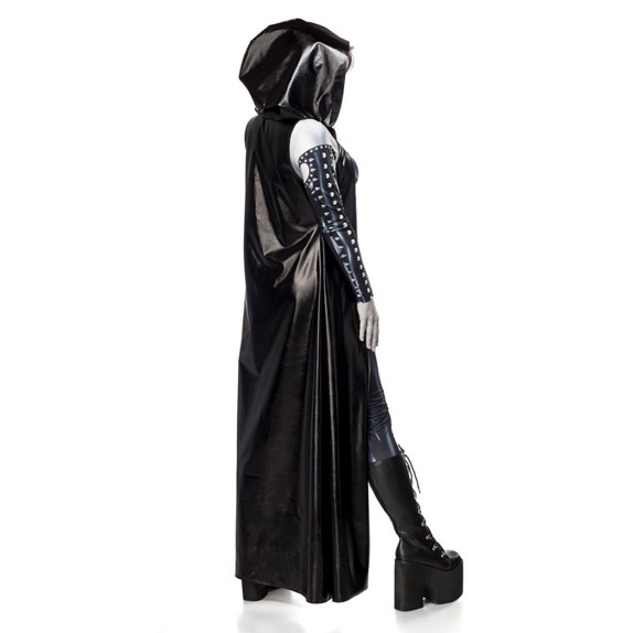 COSTUME TRAVESTIMENTO DA SIGNORA MORTE TUTA STAMPATA E ACCESSORI SET 3 PZ