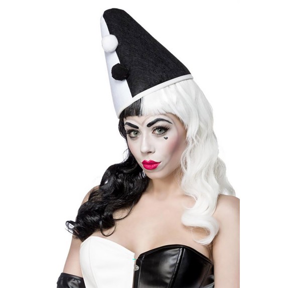 COSTUME TRAVESTIMENTO HARLEQUIN CLASSICA NERO BIANCO SET 4 PEZZI