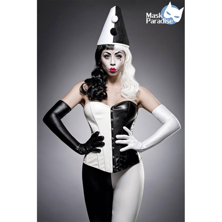 COSTUME TRAVESTIMENTO HARLEQUIN CLASSICA NERO BIANCO SET...