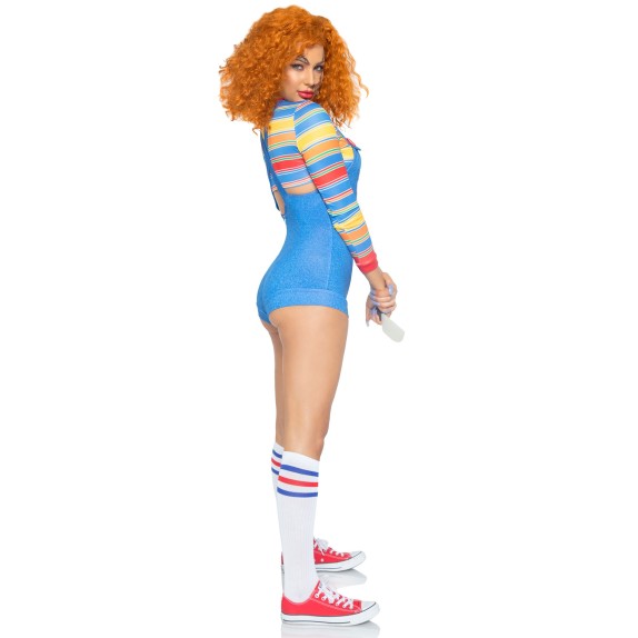 COSTUME 2 PEZZI TRAVESTIMENTO SEXY CHUCKY BAMBOLA ASSASSINA PER DONNA